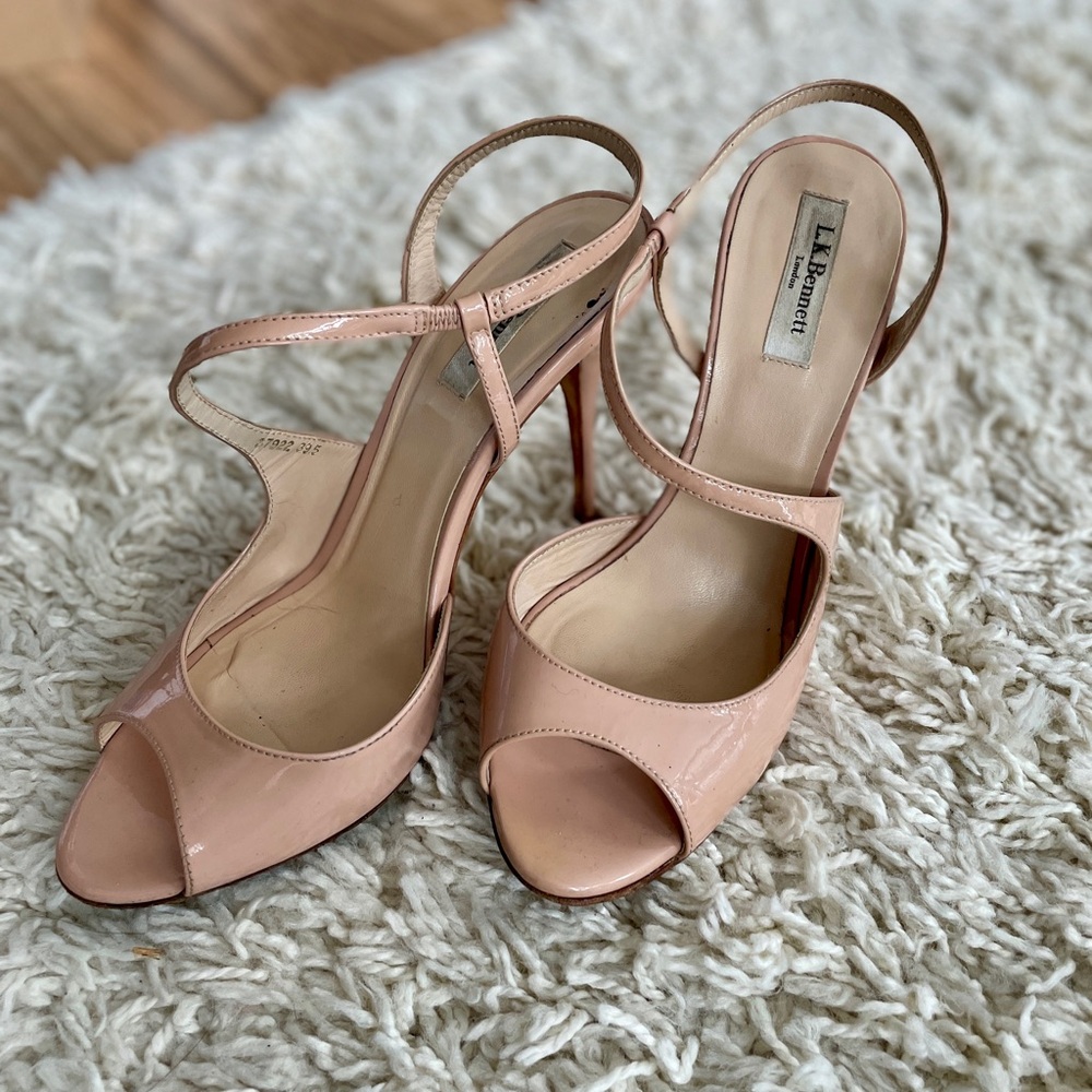 Authentic LK Bennett Women's Blush Peep-Toe Heels. Size 39.5 Heel 100mm